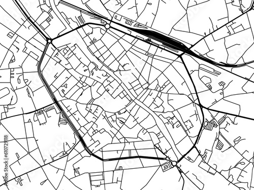 Vector road map of the city of Tournai in Belgium on a white background.