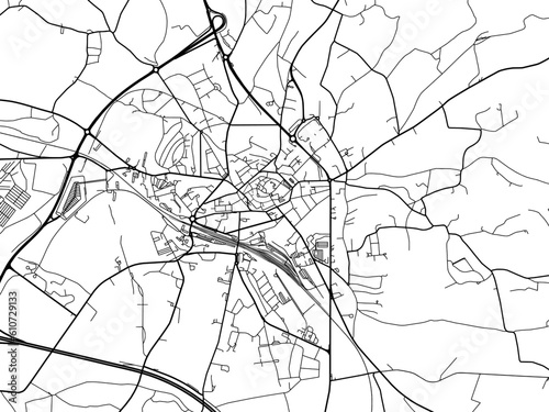 Vector road map of the city of  Arlon in Belgium on a white background.