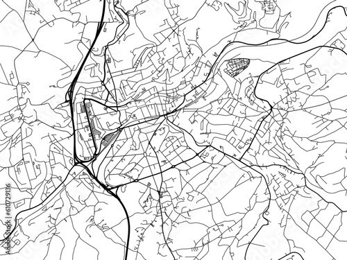 Vector road map of the city of Verviers in Belgium on a white background.