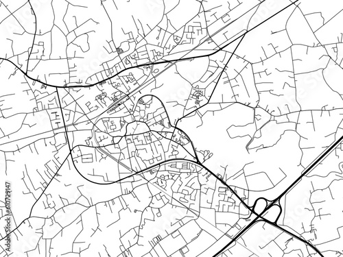 Vector road map of the city of  Lokeren in Belgium on a white background.