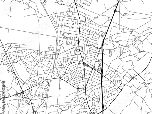 Vector road map of the city of  Waterloo in Belgium on a white background.