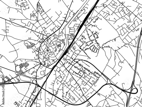 Vector road map of the city of  Halle in Belgium on a white background.
