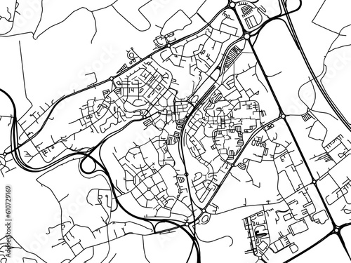 Vector road map of the city of  Louvain-La-Neuve in Belgium on a white background.