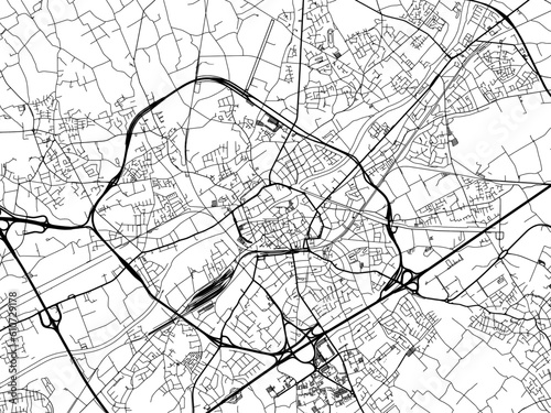 Vector road map of the city of  Kortrijk in Belgium on a white background.