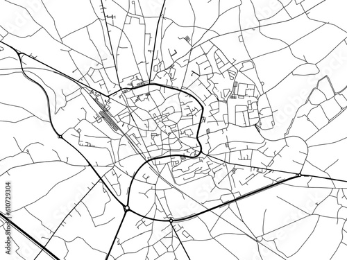Vector road map of the city of  Tienen in Belgium on a white background.
