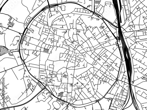 Vector road map of the city of  Leuven Centrum in Belgium on a white background.