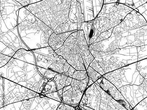 Vector road map of the city of  Gent in Belgium on a white background.