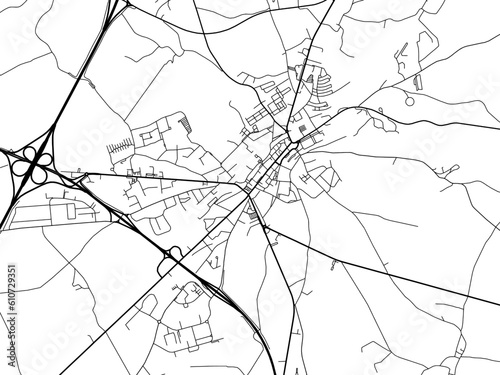 Vector road map of the city of  Bastogne in Belgium on a white background.