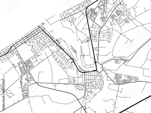 Vector road map of the city of  Nieuwpoort in Belgium on a white background.