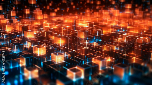 Abstract background with lights. Big data and Ai core data concept image. Generative ai  © Jezper