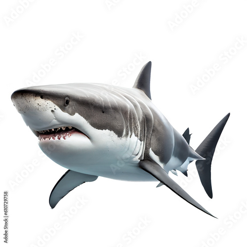 great white shark on transparent background PNG for project decoration.