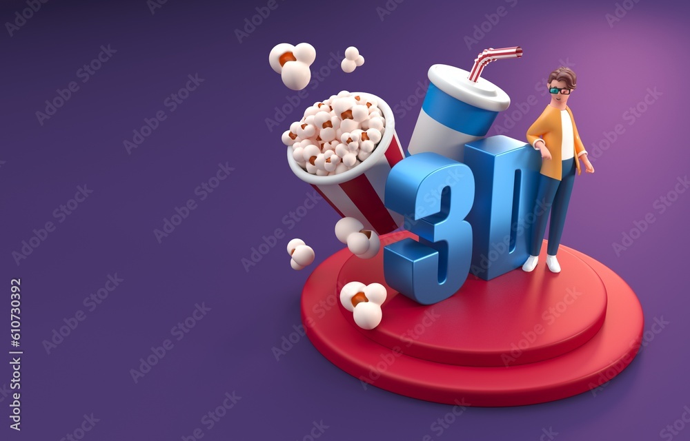 3D Movie Theater. 3D Illustration