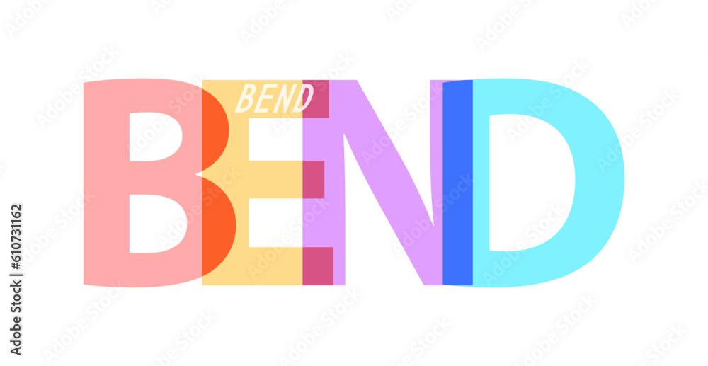 BEND. The name of the city on a white background. Vector design template for poster, postcard, banner BEND. The name of the city on a white background. Vector design template for poster, postcard, banner