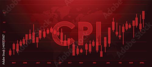 CPI candle stick red line chart Vector