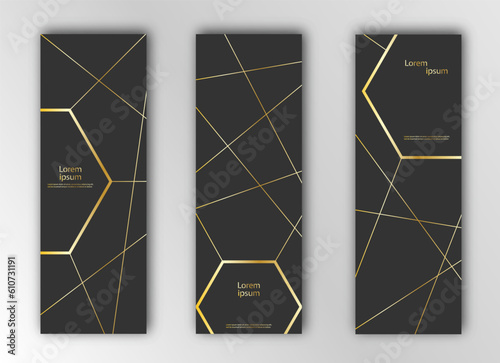 set of templates for covers, posters and banners. Gold pattern for postcards, presentations and leaflets