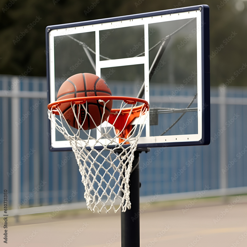 Outdoor Basketball Facility, Basketball is a world popular sport invented in America, generated AI.