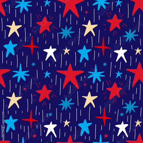 Starry Sky Seamless Pattern. Vector illustration