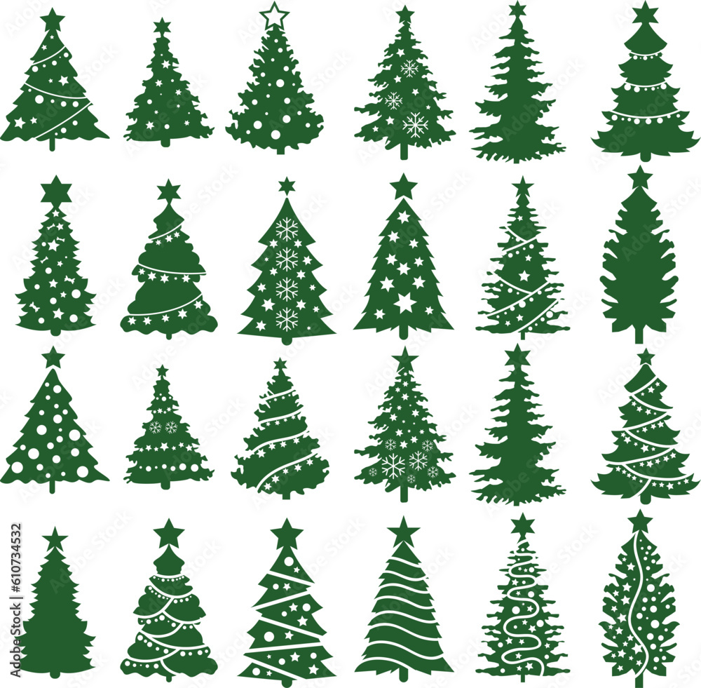 Abstract Christmas Tree Vector Set, Images & Vector Art 