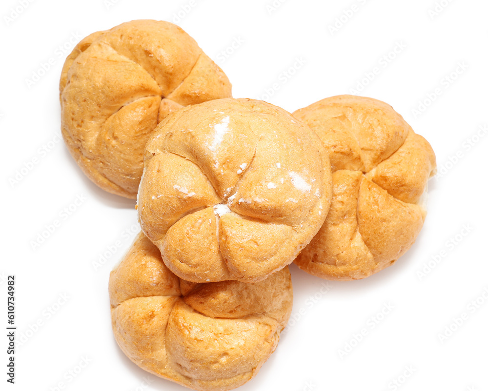 Fototapeta premium Kaiser rolls on white background