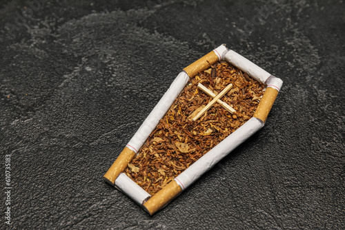Coffin made of cigarettes a...