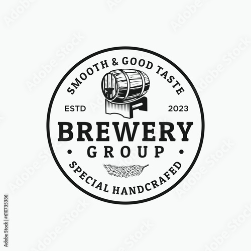 vintage wine barrel brewery logo. badge, label, emblem design inspiration