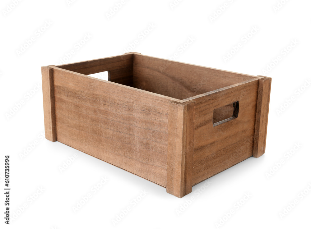 Empty wooden box isolated on white background Empty wooden box isolated on white background