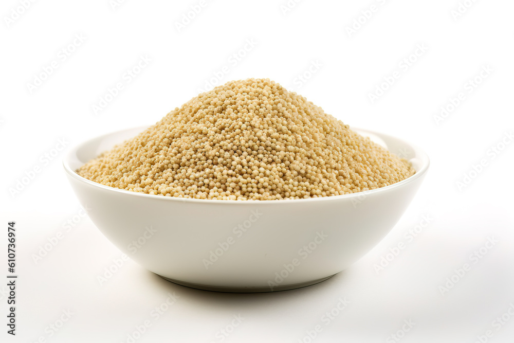 Quinoa in bowl on a white studio background generative ai Quinoa in bowl on a white studio background generative ai