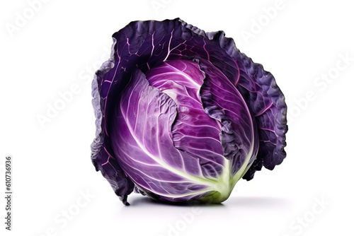 red cabbage isolated on a white studio background generative ai photo