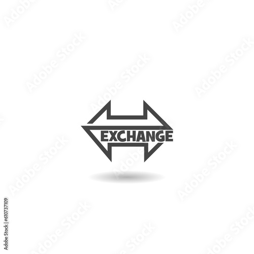 Currency exchange and exchange arrow icon with shadow