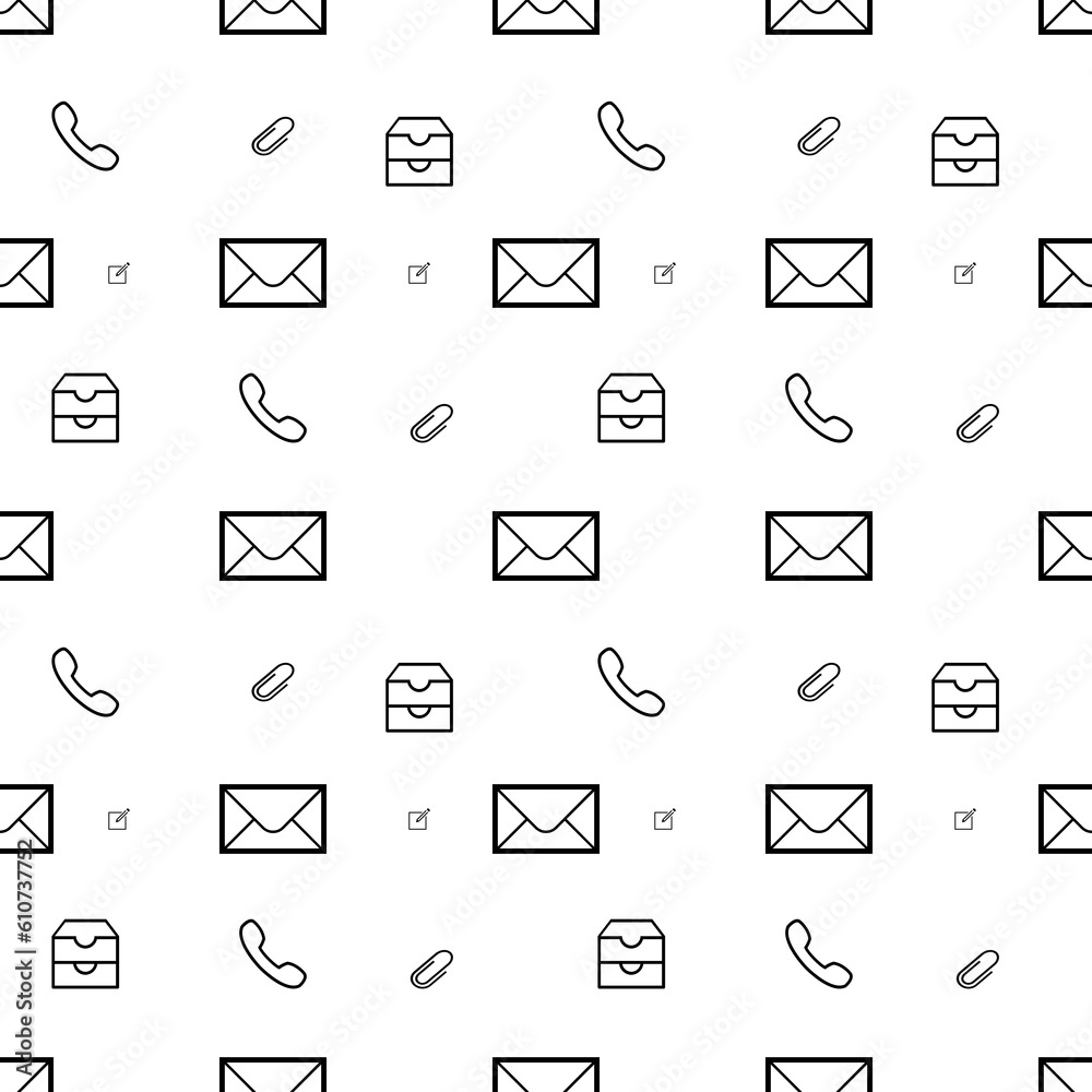 Seamless pattern of letter phone clip on black background for background and texture concept Seamless pattern of letter phone clip on black background for background and texture concept