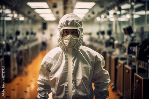Portrait of a worker in a chip transistor factory in Taiwan © Svante Berg
