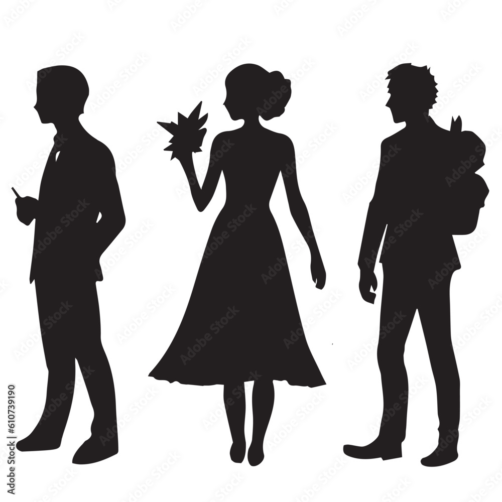 men and women pose vector silhouette men and women pose vector silhouette