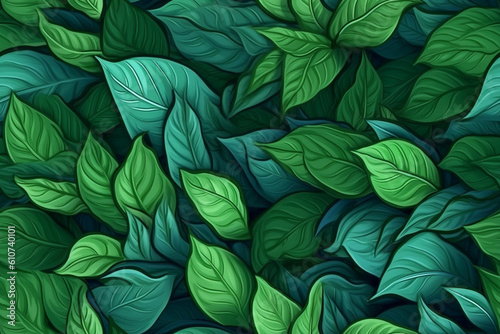 Green leaves pattern background  Natural background and wallpaper. AI generated Generative AI