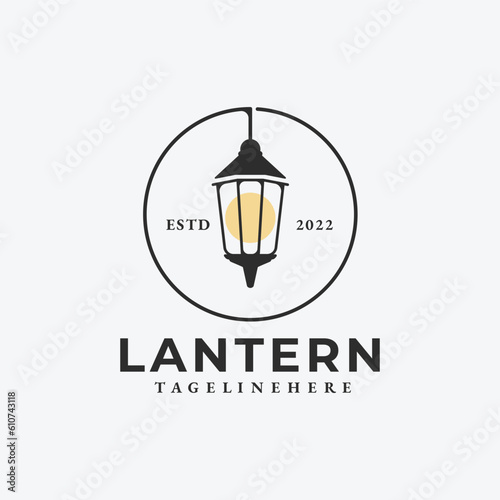 lantern vintage logo icon design, street lamp logo illustration design