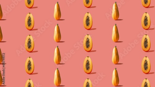 Wallpaper Mural Stop motion Cut and whole Papaya appear and disappear on pastel background. High quality video 4K. Detailed stop motion video. Background or wallpaper in food and drinks videos. Torontodigital.ca