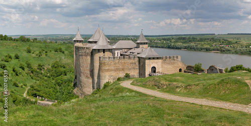 Khotyn Fortress panorama  medieval fortification complex in Ukraine.