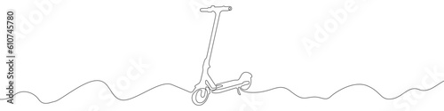 Electric scooter line continuous drawing vector. One line Electric scooter vector background. Electric scooter icon. Continuous outline of a Electric scooter.