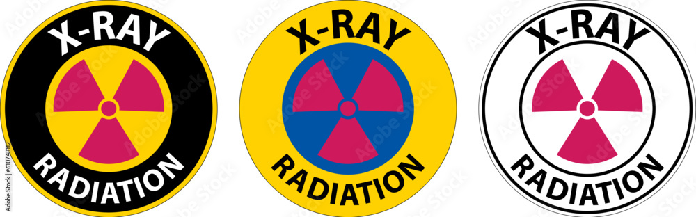 Notice X-Ray Radiation Sign On White Background Notice X-Ray Radiation Sign On White Background