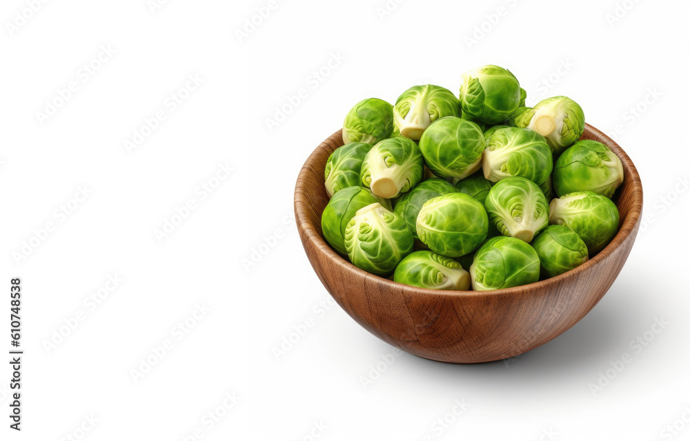 Brussels Sprouts Isolated on a White Background. Generative AI Brussels Sprouts Isolated on a White Background. Generative AI