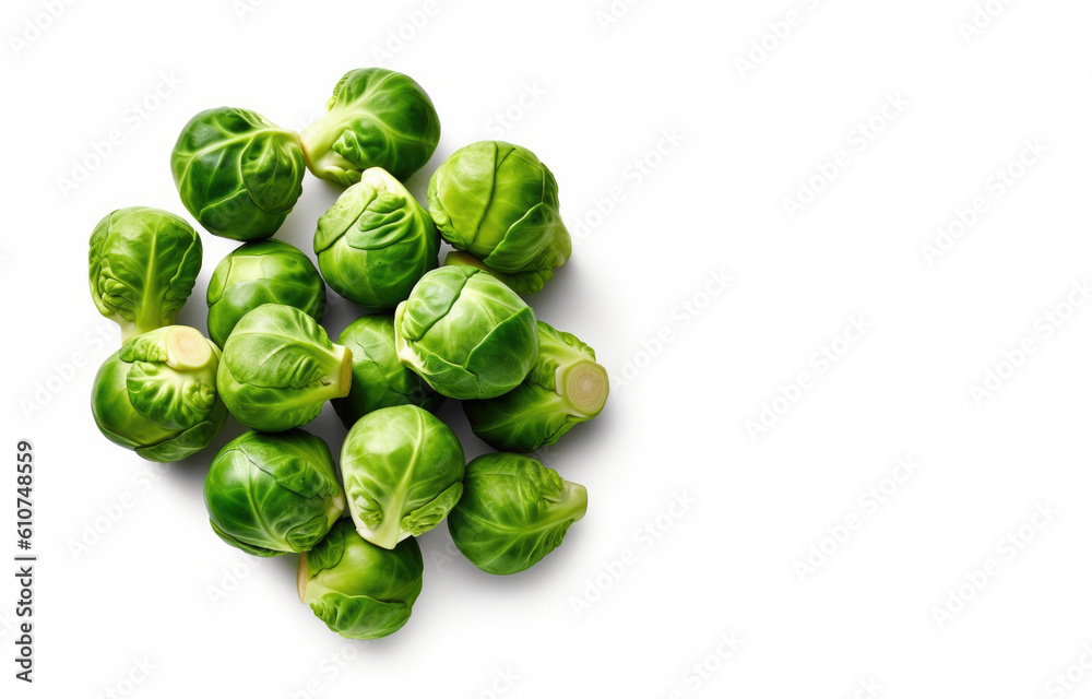 Brussels Sprouts Isolated on a White Background. Generative AI Brussels Sprouts Isolated on a White Background. Generative AI