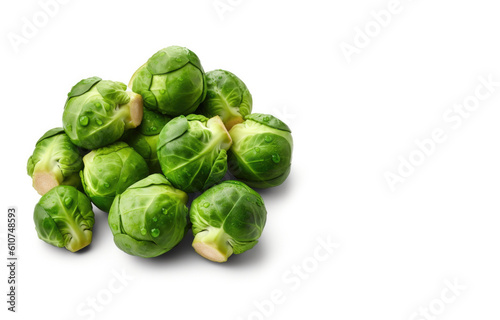 Brussels Sprouts Isolated on a White Background. Generative AI