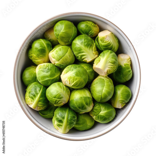 Bowl of Brussels Sprouts Isolated on a Transparent Background. Generative AI © JJAVA
