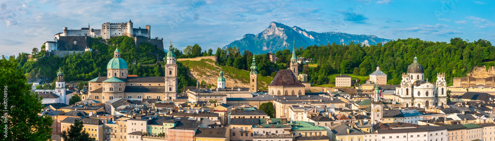 Old town of Salzburg, Austria, at sunrise in summer