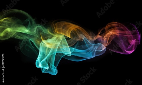  colorful smoke is shown on a black background with a black background and a black background with a black background and a black background with a black background with a. generative ai