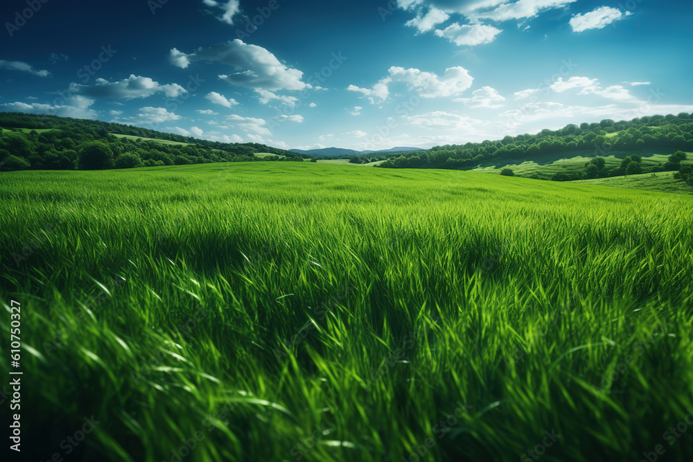 green field, nature background, generative ai 