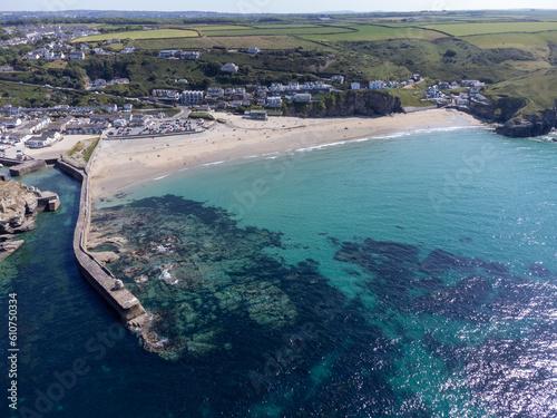 Portreath from the air cornwall england uk aerial drone photo