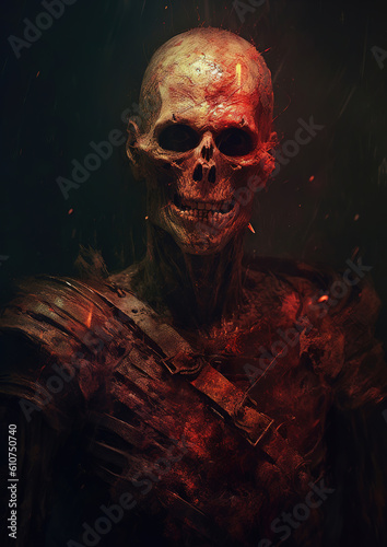 painting of an undead man, horror art, generative ai 