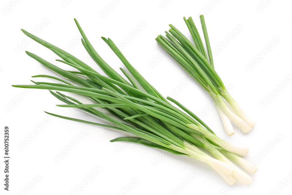 Fototapeta premium Fresh green onion on white background