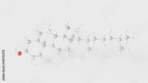 cholesterol molecule 3d, molecular structure, ball and stick model, structural chemical formula principal sterol