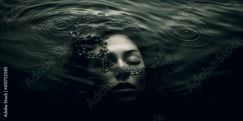 The Depths of Despair: A hauntingly beautiful image portraying deep emotional pain and vulnerability. Generative ai.